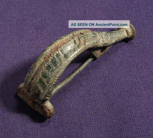 Roman Silvered Bronze Brooch / Fibula With Niello-work And Glass Paste Inlay Roman photo