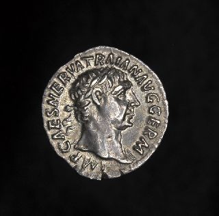 Ancient Roman Silver Denarius Hercules Coin Of Emperor Trajan photo