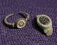 Two Roman Bronze Ring, Ringhead With Glass Paste Gemstone Roman photo 1