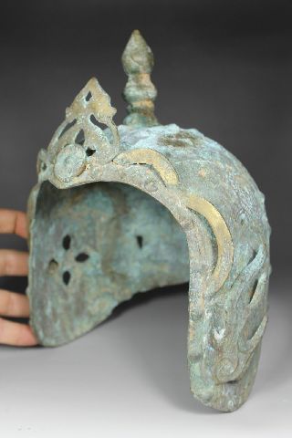 Chinese Old Bronze Handwork General Helmet Decoration photo