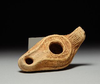 Authentic Ancient Roman Byzantine Christian Pottery Holy Land Oil Lamp photo