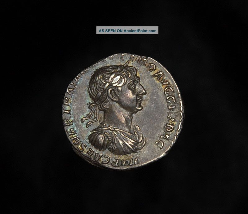 Ancient Roman Silver Denarius Fortuna Coin Of Emperor Trajan Roman photo