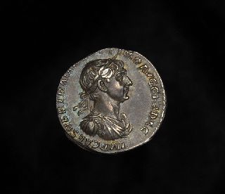 Ancient Roman Silver Denarius Fortuna Coin Of Emperor Trajan photo
