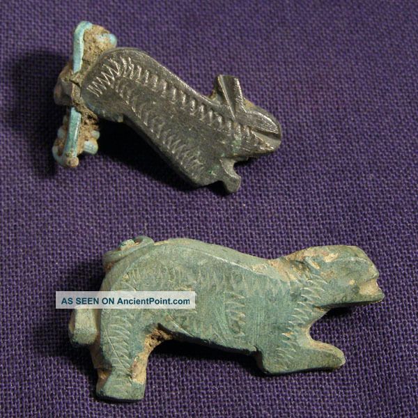 Two Roman Bronze Zoomorphic Brooch / Fibula - Rabbit Roman photo