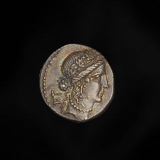 Ancient Roman Republic Gallic War Silver Denarius Coin Of Emperor Julius Caesar photo