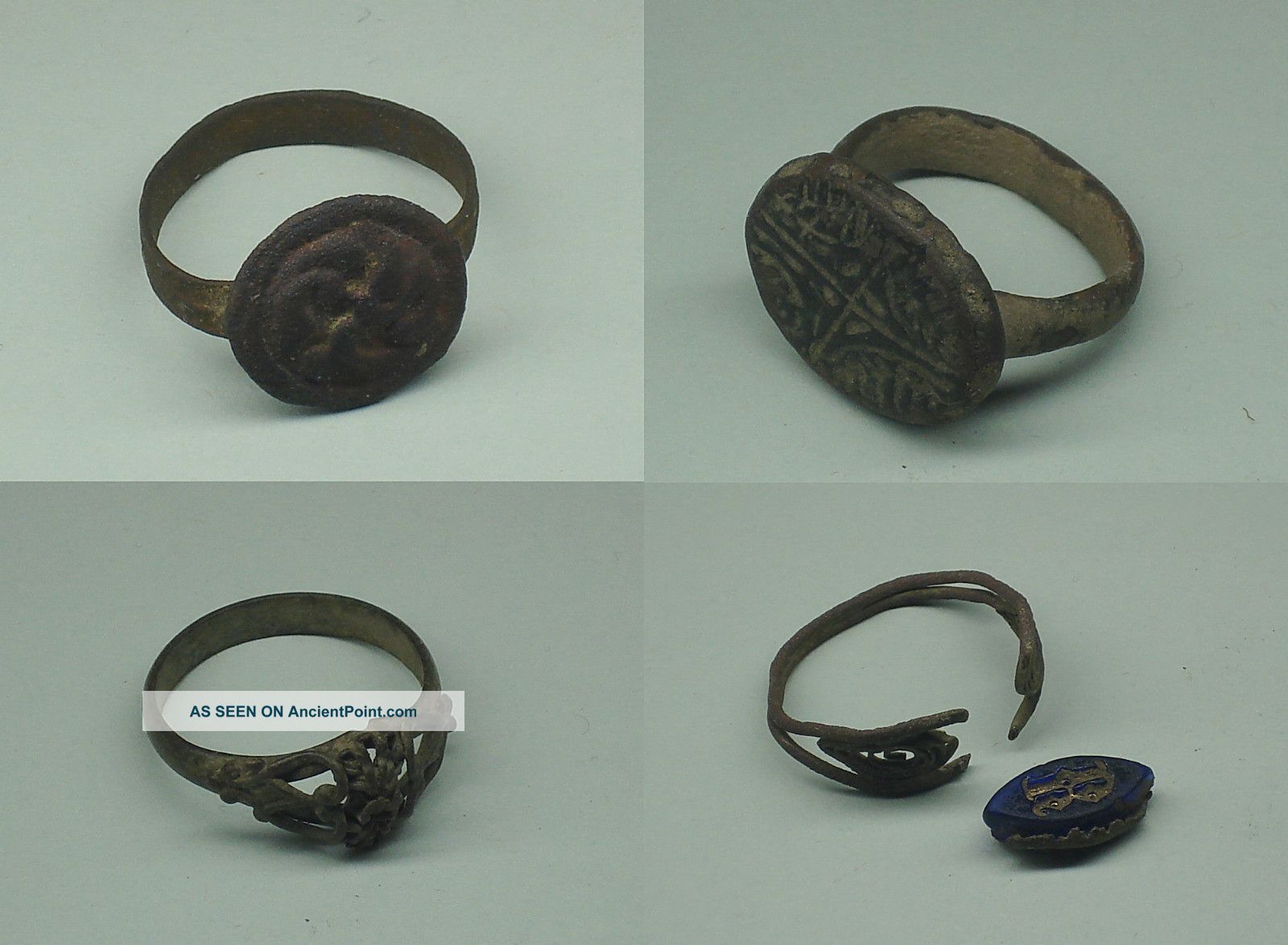 Lot 4 Different Ancient / Medievil Rings W/great Details  One Broken Roman photo