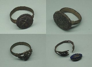 Lot 4 Different Ancient / Medievil Rings W/great Details  One Broken photo