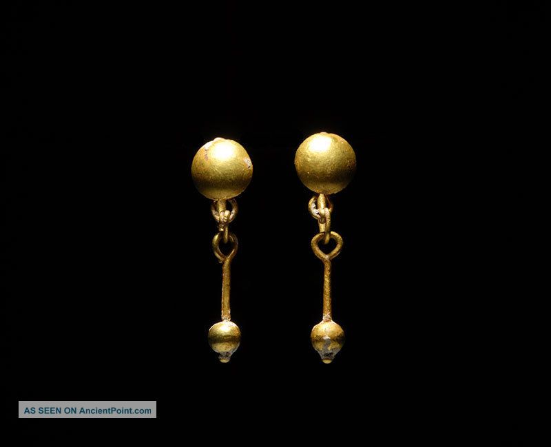 Ancient Roman Gold Shield Earrings Jewelry Roman photo