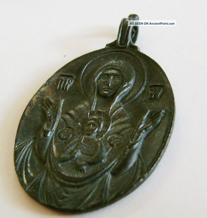 Russian Bronze Pendant - Mother Of God Byzantine photo