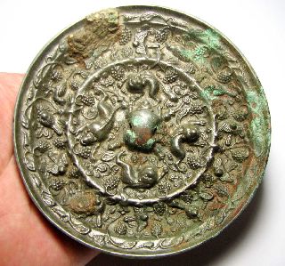 Matncat84 A Tang Dynasty Decorated Bronze Mirror Large And Heavy  B179 photo