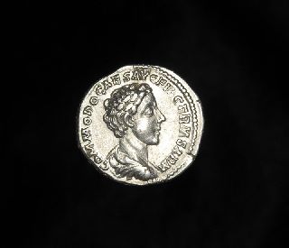 Ancient Roman Silver Denarius Hilaritas Coin Of Emperor Commodus photo