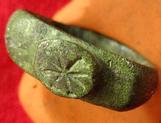 Ancient Roman Bronze Ring Size 1.5 Us  P140 photo