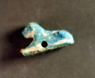Lion Amulet, Egyptian Faience Over 2000 Years Old Nr photo