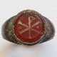 Roman Ring With Red Carnelian Engraved The Chi Rho Symbol Bronze Ring Roman photo 1