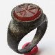 Roman Ring With Red Carnelian Engraved The Chi Rho Symbol Bronze Ring Roman photo 3