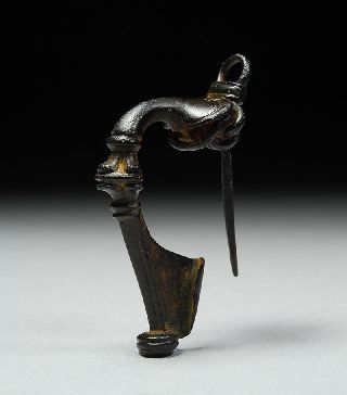 Ancient Roman Bronze Trumpet Brooch photo