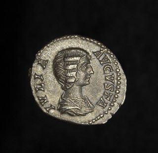 Ancient Roman Silver Pietas Denarius Coin Of Empress Julia Domna photo