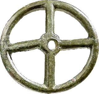 Ancient Roman Bronze Chariot Wheel Four Spoke Imperial Period Appliqué photo