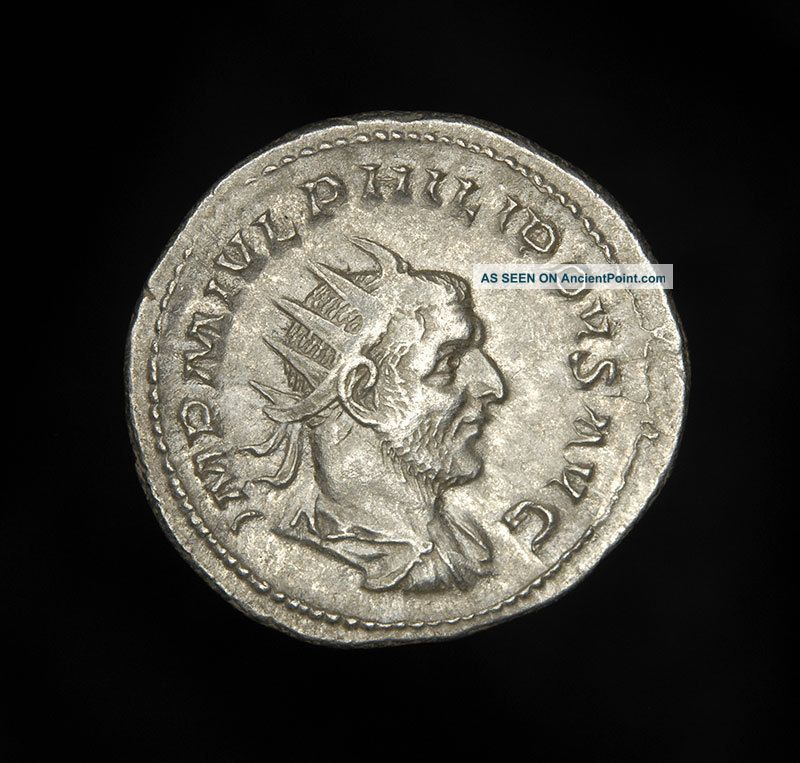 Ancient Roman Silver Antoninianus Aequitas Coin Of Emperor Philip I The Arab Roman photo
