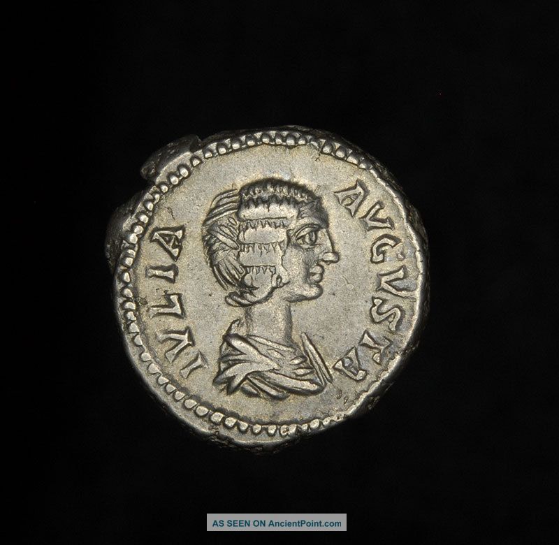 Ancient Roman Silver Denarius Coin Of Julia Domna Roman photo