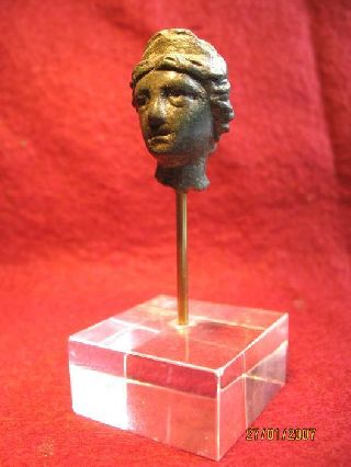 Finely Detailed Roman Bronze Female Head. 1st - 2nd Cent Ad photo