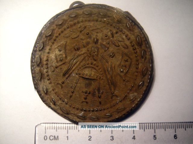 An Interesting Medieval Mirror With Cover Decorated With Masons ' Symbology Roman photo