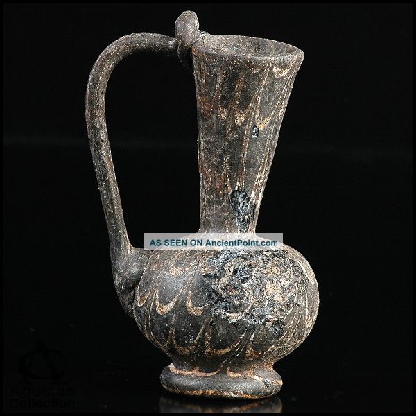 Ancient Roman Glass Ewer Bottle Vessel Handled ~ Early Islamic Afghanistan 2. 96 Roman photo