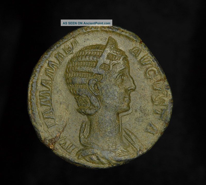 Ancient Roman Empress Julia Mamaea Sestertius Vesta Coin Roman photo