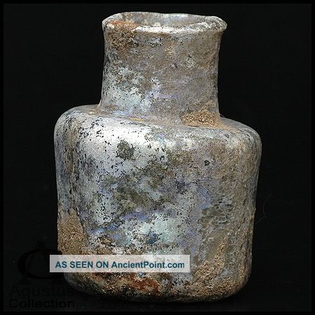Ancient Roman Glass Bottle Vessel Iridescent ~ Early Islamic Afghanistan 2. 35 