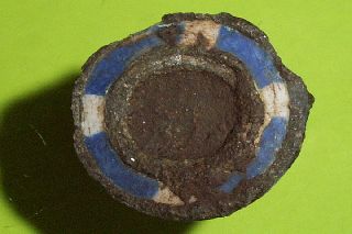 Ancient Roman Disc Brooch Blue White Enamel Old Jewelry Antique Artiact Enameled photo