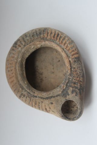 Ancient Roman Pottery Oil Lamp 4th Century Ad Terracotta photo