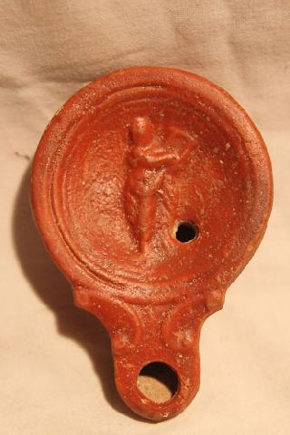 Ancient Roman Pottery Apollo Oil Lamp 1st Century Ad photo