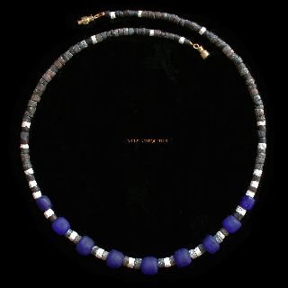 Ancient Roman Blue Glass Sumerian Steatite Necklace 1 - 3 Ad Jewellery N27 photo