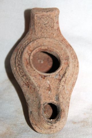 Quality Ancient Roman Pottery Oil Lamp With Cross 4/5th Cent Ad Terracotta photo