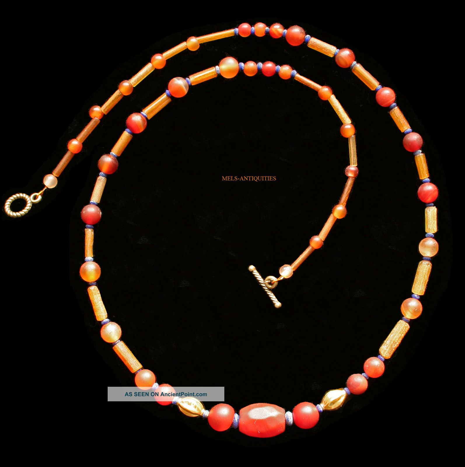 Ancient Roman Glass Carnelian Lapis Lazuli Gold Necklace 1 - 3 Ad Jewellery R28 Roman photo
