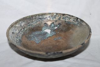 Ancient Roman Bronze Silvered Dish 1/2nd Century Ad photo