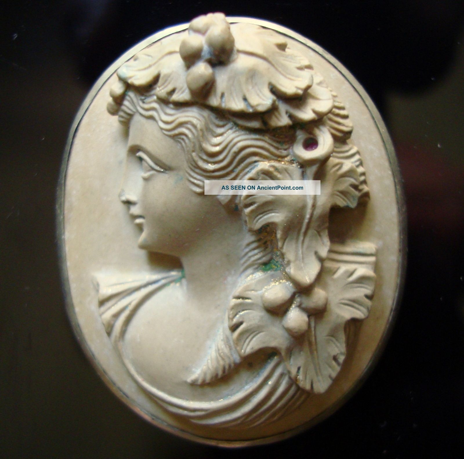 Lava Cameo - Roman Style 19 Cent Silver Ringed 4. 1/3. 4 Cm - 1. 2/3 By 1. 2/5 
