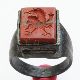 Byzantine Ring With Red Jasper Engraved Mythological Symbol Bronze Ring Roman photo 1