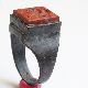 Byzantine Ring With Red Jasper Engraved Mythological Symbol Bronze Ring Roman photo 2