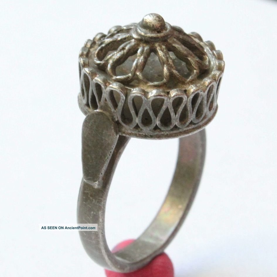 Medieval Silver Filigree Ring Roman photo