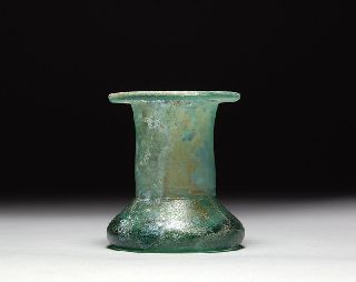 Ancient Romano Egyptian Spool Type Glass Bottle Perfume Poison Jar photo
