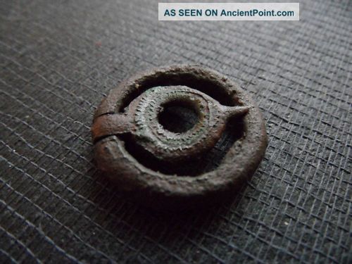 Scarce Ancient Norman Bronze Disc Brooch Uk Find Roman photo