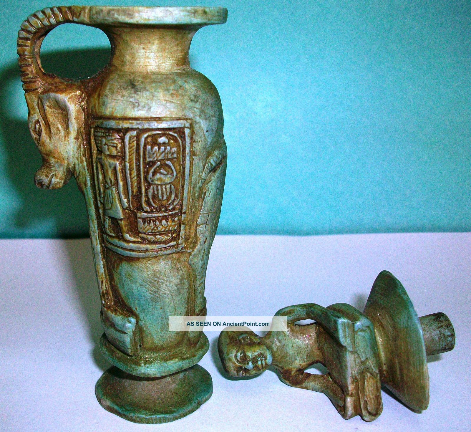 Ancient Egyptian 2 Pieces Jar With Cover,  Egyptian Collectables. Egyptian photo