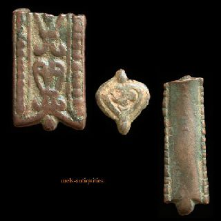 3 Ancient Roman Bronze Belt Decoration Mels - Antiquities photo