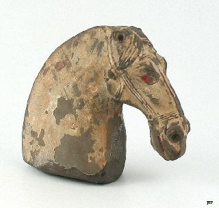 Rare Well Made Ancient Pottery Tomb Horse Head C532 photo