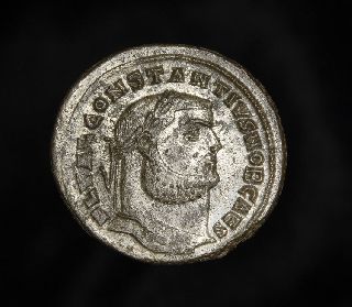 Ancient Roman Constantius I Bronze Follis Genius Coin photo