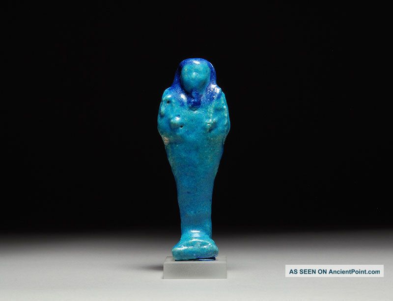 Ancient Egyptian Blue Ushabti - Faience Shabti Statue Egyptian photo