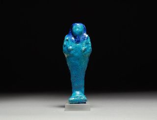 Ancient Egyptian Blue Ushabti - Faience Shabti Statue photo