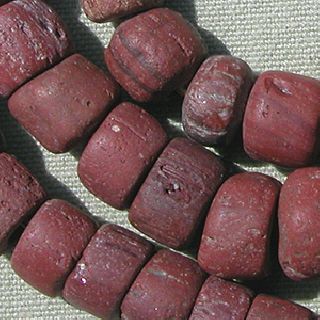 Strand 7.  75mm - 12mm Ancient Brick Red Glass Djenne Beads From Mali 54 photo