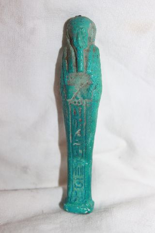 Good Quality Ancient Egyptian Ushabti With Heiroglyphics 26th Dyn photo